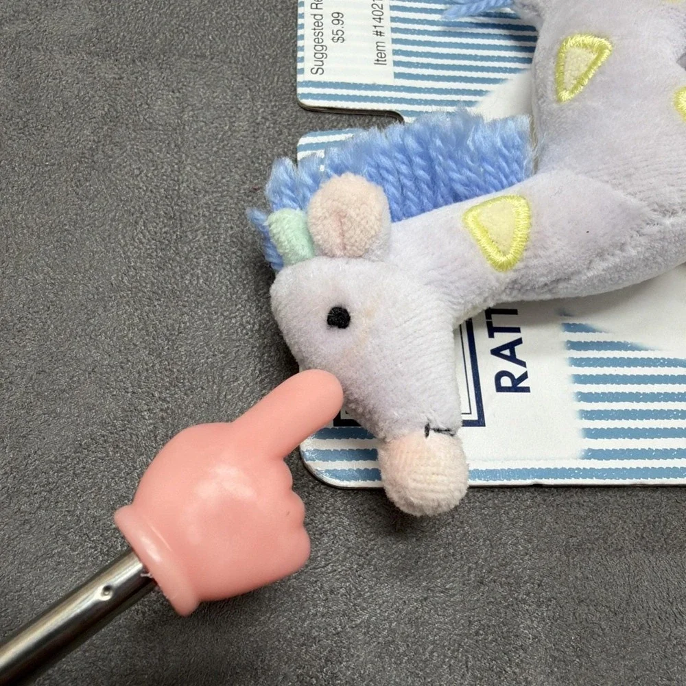 Vintage Toys R Us Oshkosh B'gosh Lavender Giraffe Plush With Rattle Ring Beads